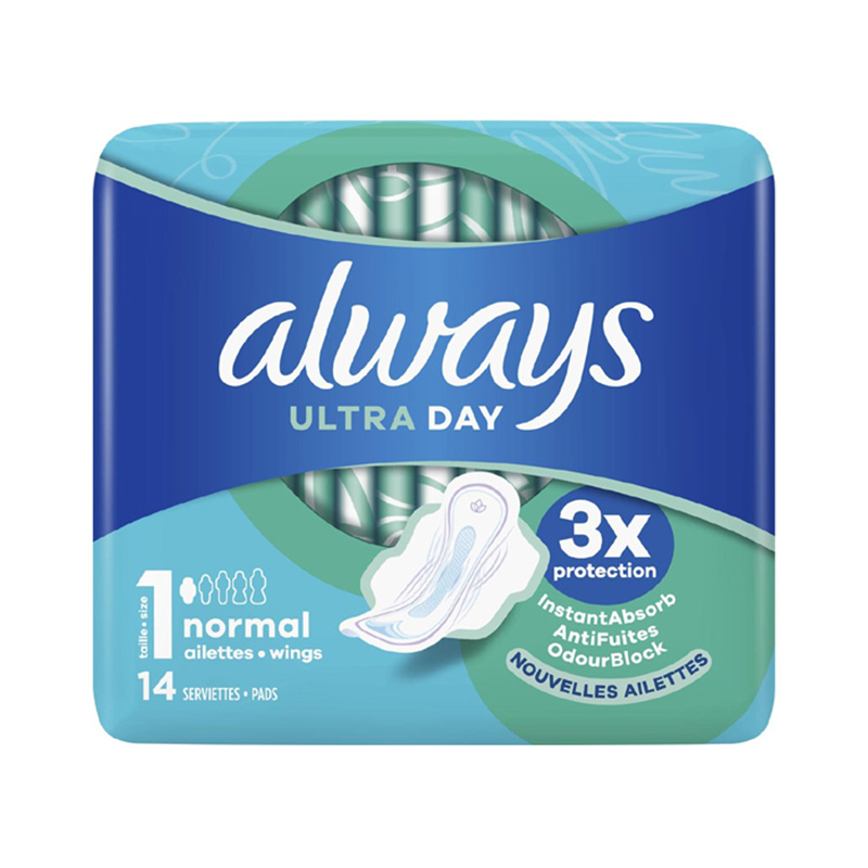 Always Ultra Day Serviettes Hygiéniques Normales, 14 pièces